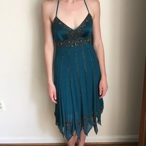 Teal beaded Sue Wong dress